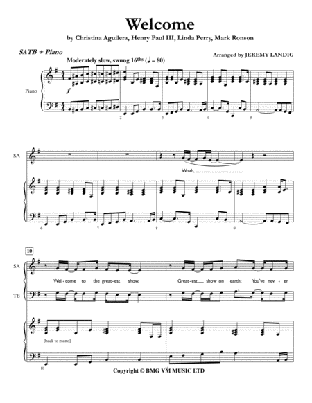 Welcome Satb Piano Sheet Music