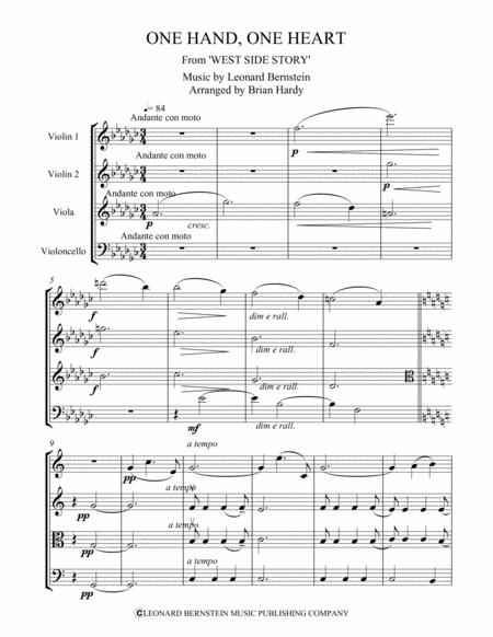 West Side Story One Hand One Heart Sheet Music