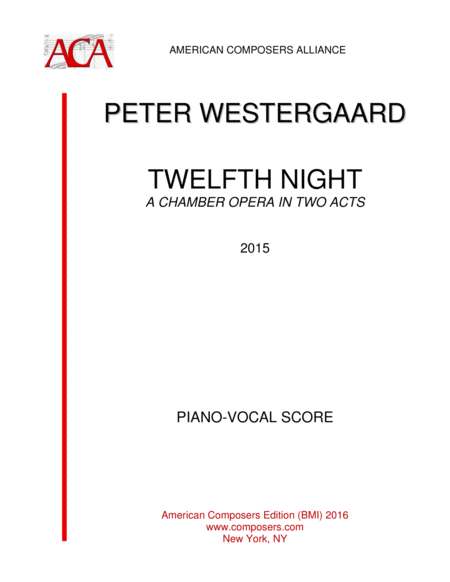 Westergaard Twelfth Night Piano Vocal Sheet Music