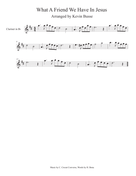 What A Friend We Have In Jesus Clarinet Sheet Music