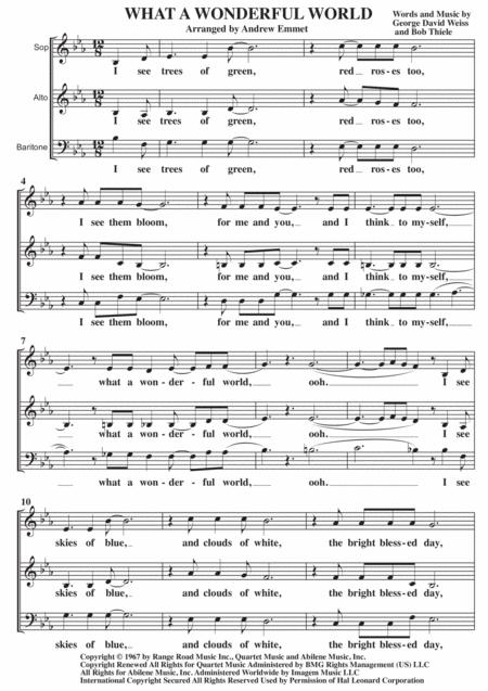 What A Wonderful World A Cappella Sab Sheet Music