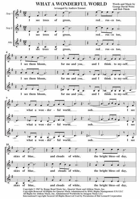 What A Wonderful World A Cappella Ssa Sheet Music