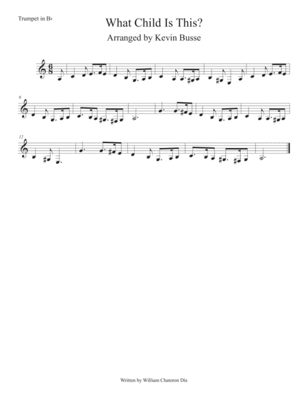 What Child Is This Easy Key Of C Trumpet Sheet Music