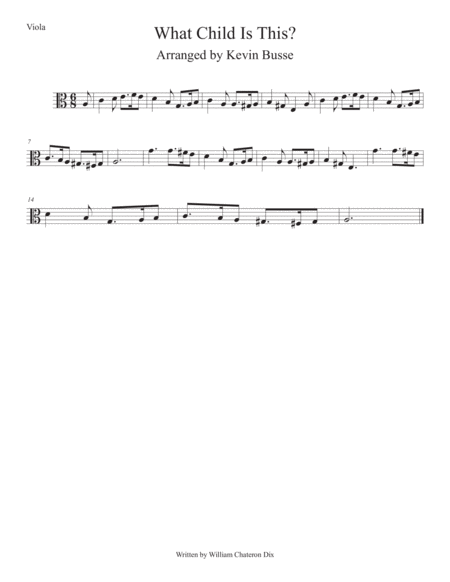 Free Sheet Music What Child Is This Easy Key Of C Viola