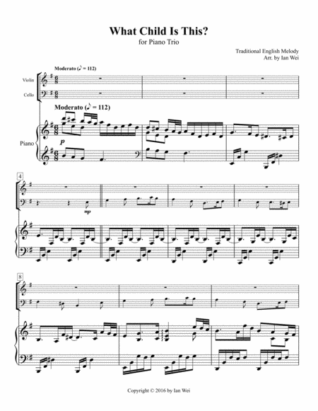 Free Sheet Music What Child Is This For Piano Trio