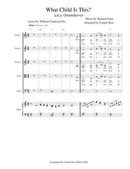 Free Sheet Music What Child Is This String Quintet And Piano With Parts