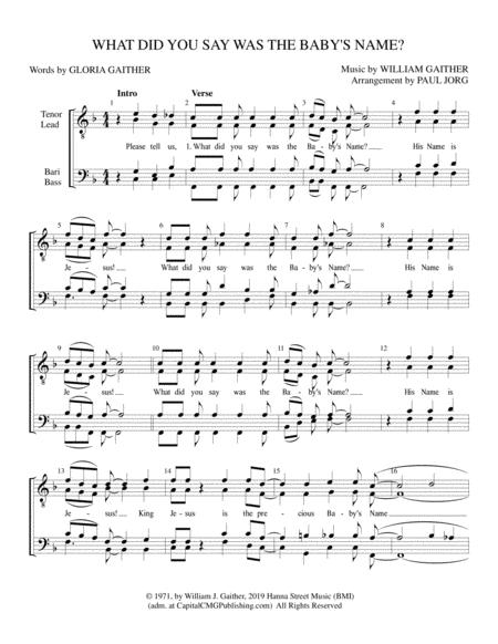 Free Sheet Music What Did You Say Was The Babys Name