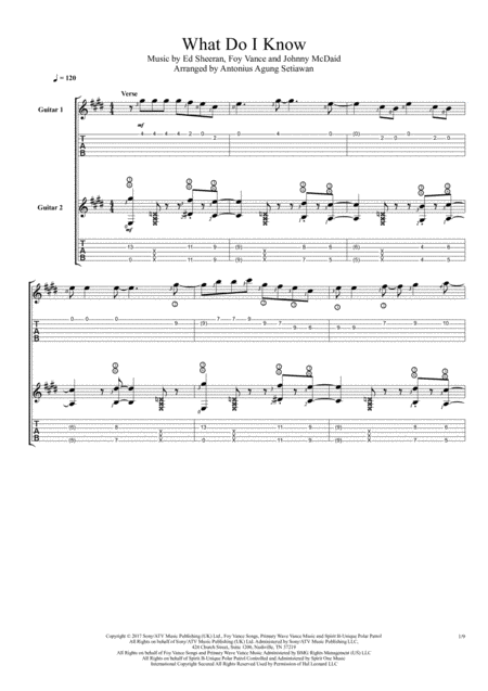 Free Sheet Music What Do I Know Fingerstyle Guitar Duet