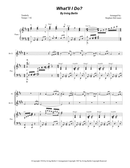 What Will I Do Duet For Flute And Bb Clarinet Sheet Music