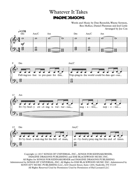 Free Sheet Music Whatever It Takes Chord Comp Version