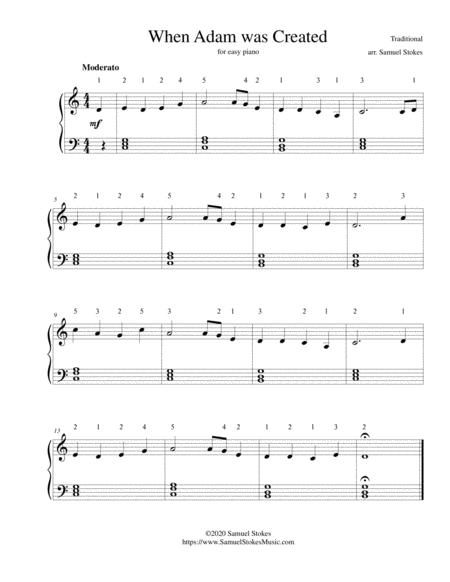 Free Sheet Music When Adam Was Created For Easy Piano