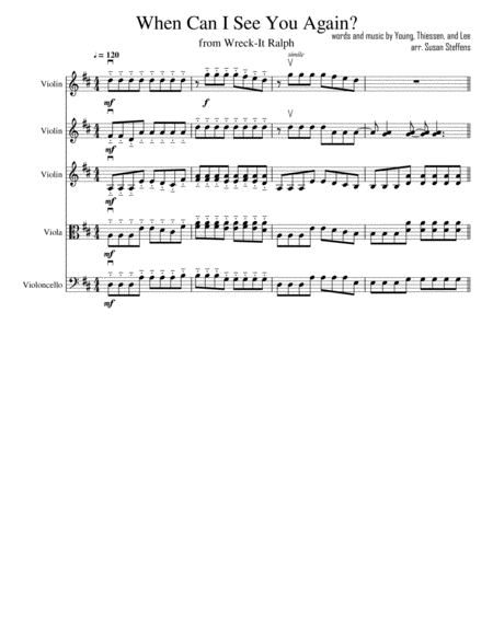 Free Sheet Music When Can I See You Again From Disneys Wreck It Ralph