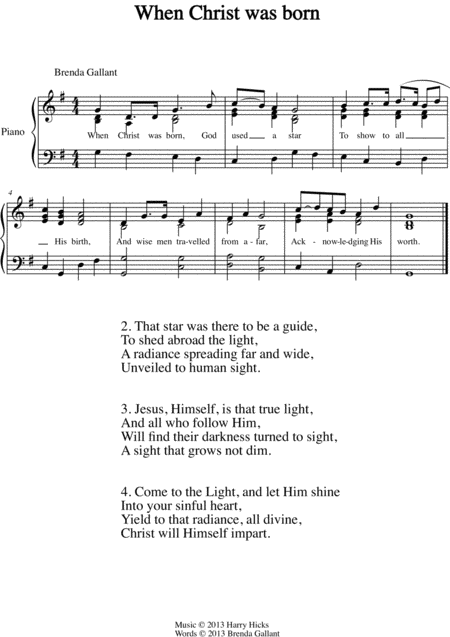 When Christ Was Born A New Hymn Sheet Music