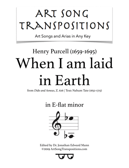 Free Sheet Music When I Am Laid In Earth E Flat Minor