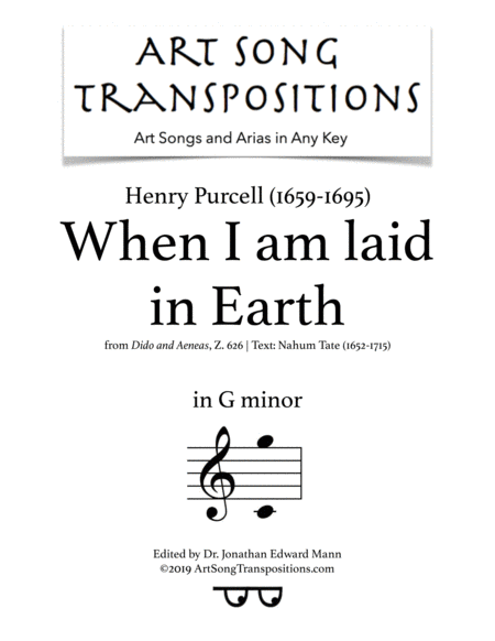 When I Am Laid In Earth G Minor Sheet Music