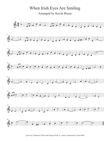 When Irish Eyes Are Smiling Easy Key Of C Trombone Sheet Music