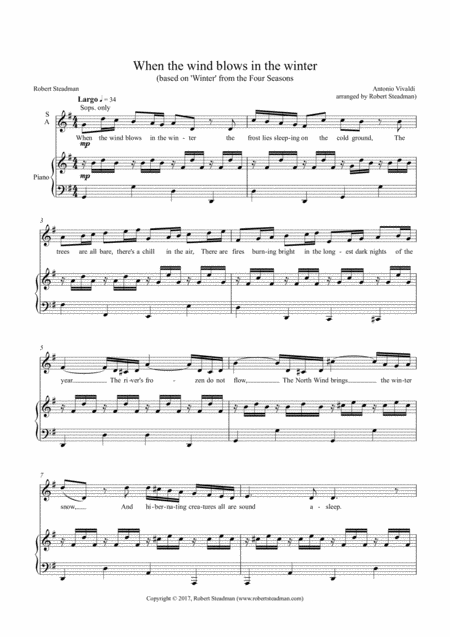 Free Sheet Music When The Wind Blows In The Winter Vivaldi