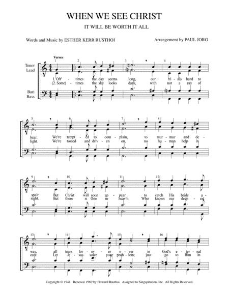 Free Sheet Music When We See Christ It Will Be Worth It All