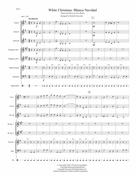 White Christmas Blanca Navidad For Mariachi Ensemble Sheet Music