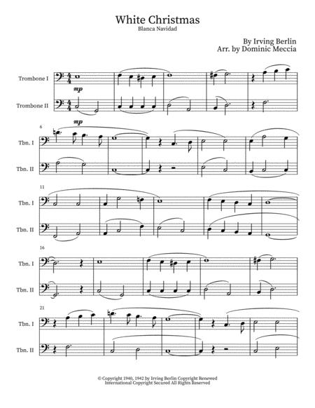 White Christmas Blanca Navidad Trombone Duet Sheet Music