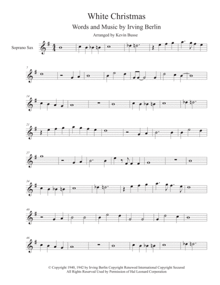 Free Sheet Music White Christmas Soprano Sax