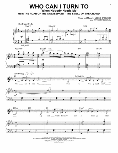 Who Can I Turn To When Nobody Needs Me Sheet Music