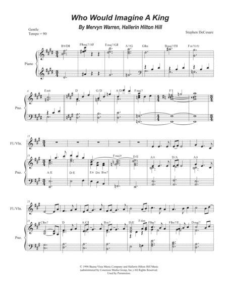 Free Sheet Music Who Would Imagine A King For Flute Or Violin Solo And Piano