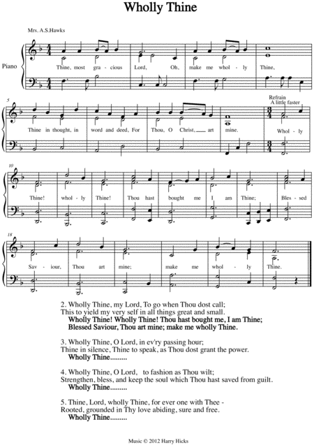 Free Sheet Music Wholly Thine A New Tune To A Wonderful Old Hymn