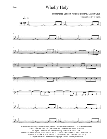 Wholy Holy Bass Guitar Sheet Music