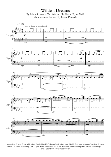 Wildest Dreams Harp Solo Sheet Music