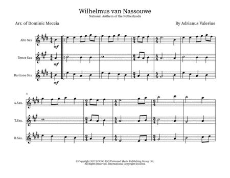 Wilhelmus Van Nassouwe National Anthem Of The Netherlands Sax Trio Sheet Music