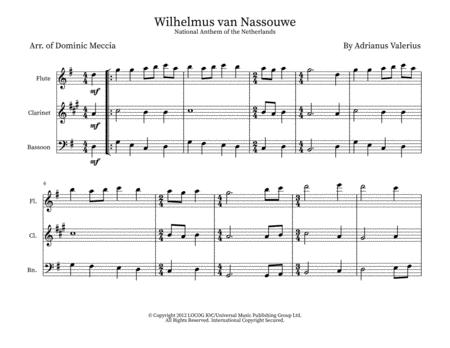 Free Sheet Music Wilhelmus Van Nassouwe National Anthem Of The Netherlands Wind Trio