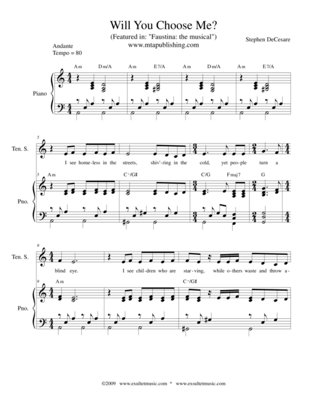 Will You Choose Me Sheet Music