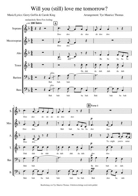 Will You Still Love Me Tomorrow Ssatbb Choir Sheet Music