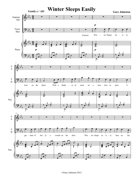 Free Sheet Music Winter Sleeps Easily Satb