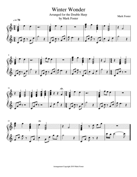 Winter Wonder Arrangement For Double Harp Sheet Music