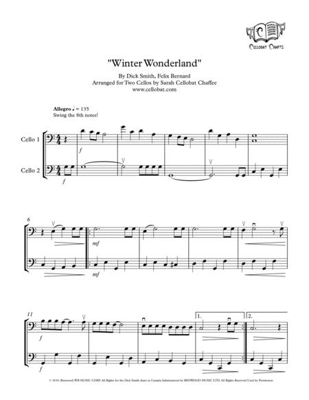 Winter Wonderland Cello Duet Felix Bernard Richard Smith Arr Cellobat Sheet Music