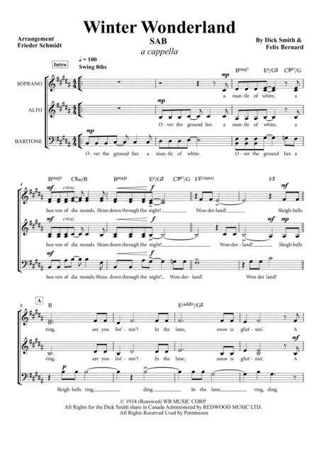 Free Sheet Music Winter Wonderland Sab In B