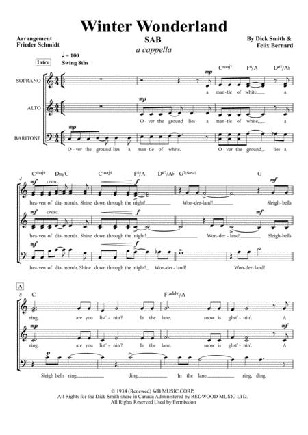 Free Sheet Music Winter Wonderland Sab