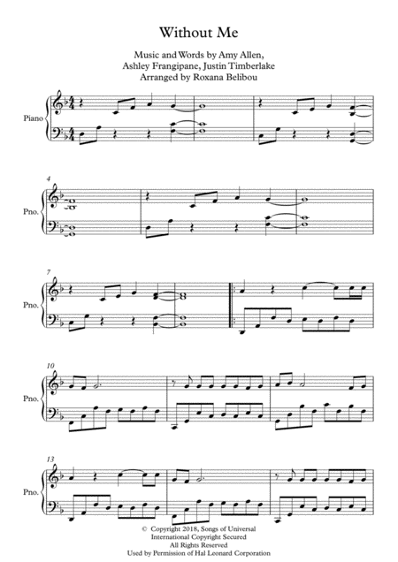 Without Me By Halsey Piano Sheet Music