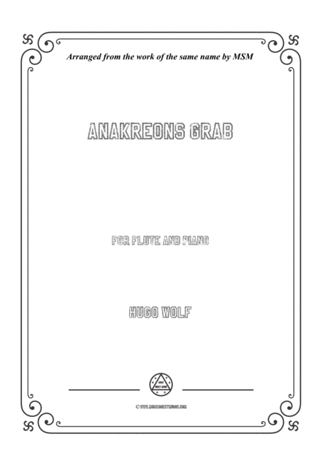 Wolf Anakreons Grab For Flute And Piano Sheet Music