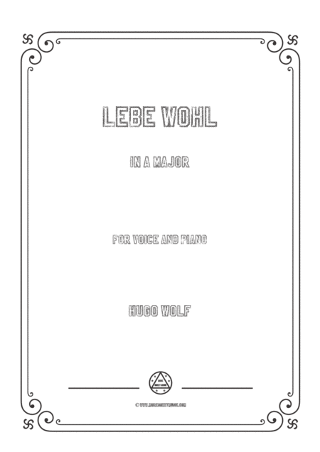 Wolf Lebe Wohl In A Major For Voice And Piano Sheet Music