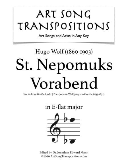 Wolf St Nepomuks Vorabend Transposed To E Flat Major Sheet Music