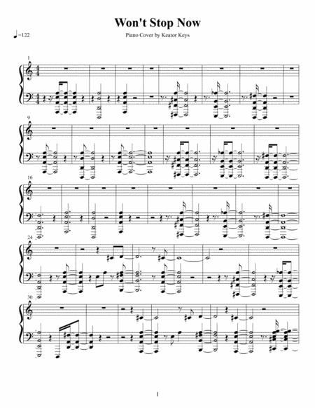 Wont Stop Now Piano Sheet Music