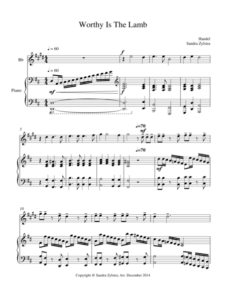 Free Sheet Music Worthy Is The Lamb Treble Bb Instrument Solo