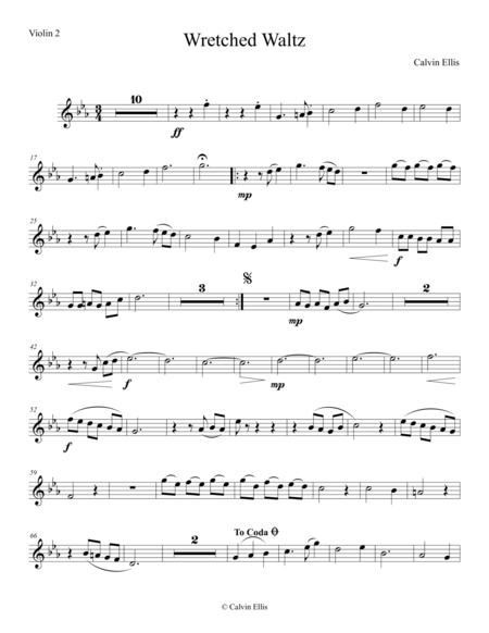 Free Sheet Music Wretched Waltz Violin 2 Part