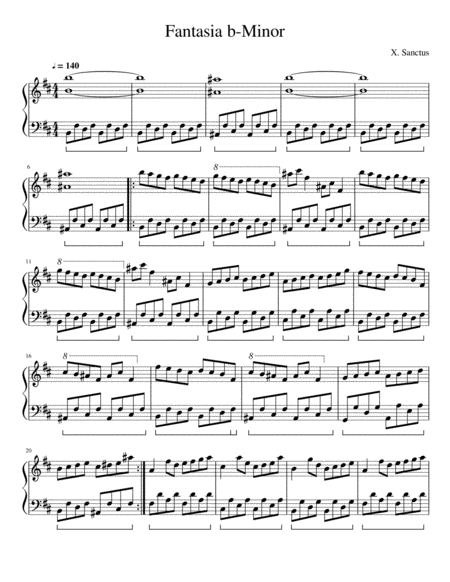 X Sanctus Fantasia B Minor Piano Solo Sheet Music