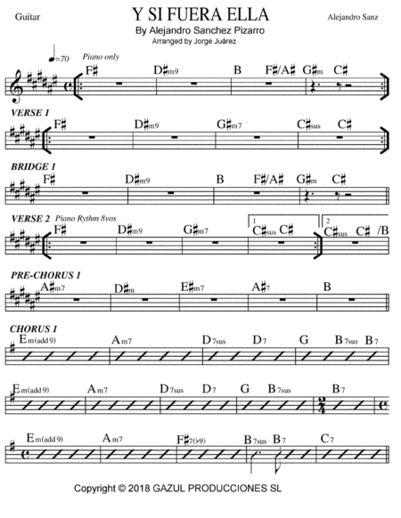 Y Si Fuera Ella Guitar Sheet Music