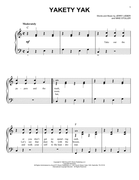 Free Sheet Music Yakety Yak