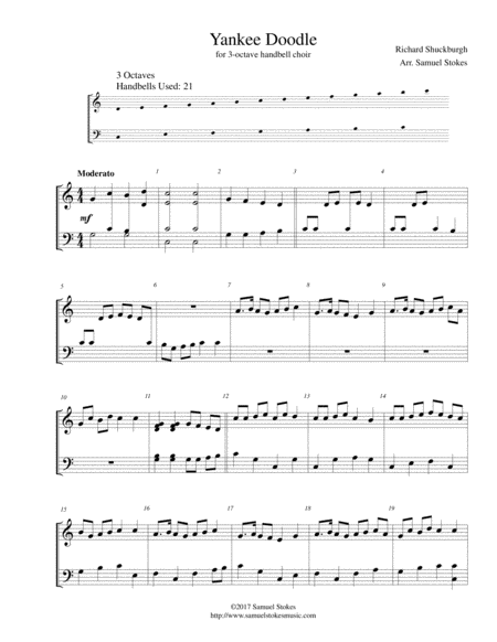 Yankee Doodle For 3 Octave Handbell Choir Sheet Music